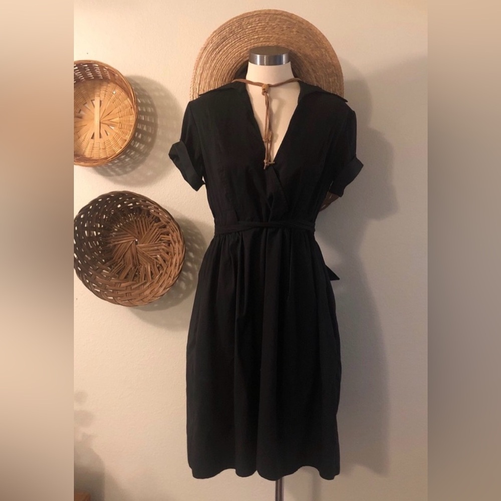 Diane Von Furstenberg Black V-Neck Midi Dress
